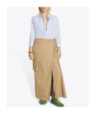 Dries Van Noten Slit Detailed Maxi Skirt In Brown