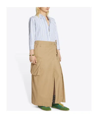Dries Van Noten Slit Detailed Maxi Skirt In Brown