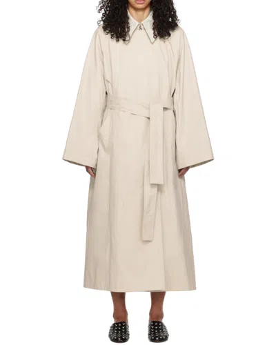 Khaite The Minnie Belted Coat In Neutral