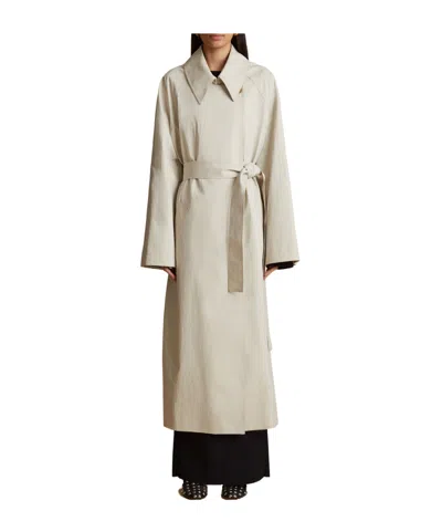 Khaite The Minnie Belted Coat In Neutral