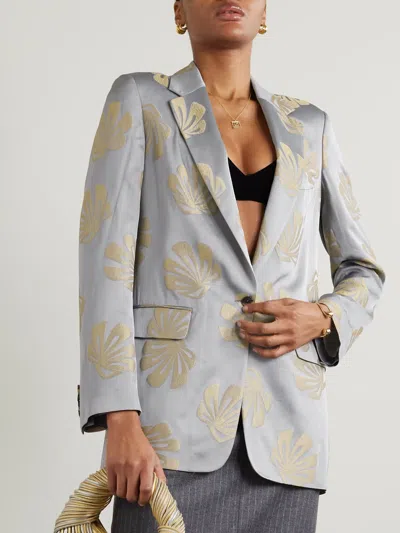 Dries Van Noten Single-breasted Suit Jacket In Gray