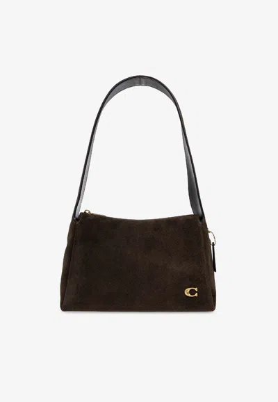 Coach Lola Suede Shoulder Bag In Brown