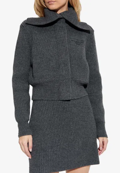 Givenchy Knitted Wool Cardigan In Gray