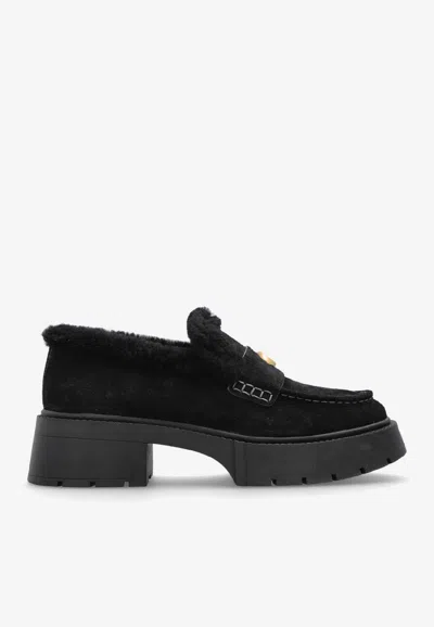 Coach Leah Suede Platform Loafers In Black
