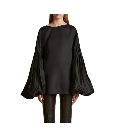 Khaite The Quico Puff-sleeved Blouse In Black