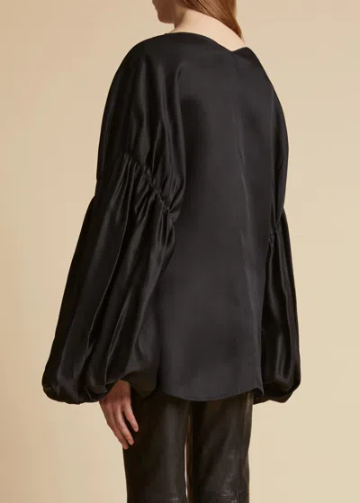 Khaite The Quico Puff-sleeved Blouse In Black