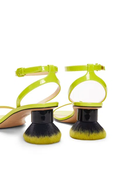 Loewe Petal Brush Heel Sandal In Patent Lambskin In Yellow