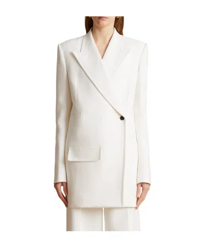 Khaite Long Sleeved Suit Jacket In White