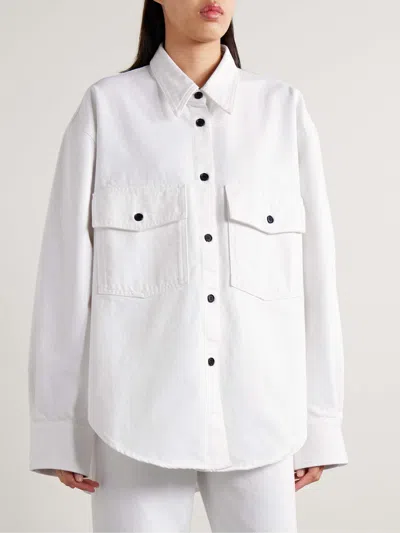 Khaite Long-sleeved Denim Shirt In White