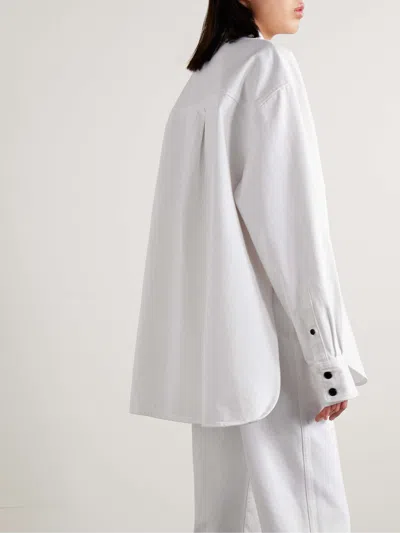Khaite Long-sleeved Denim Shirt In White