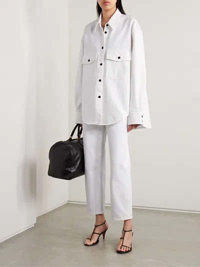 Khaite Long-sleeved Denim Shirt In White
