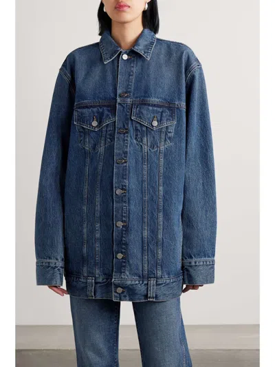 Khaite Long-sleeved Denim Coat In Blue
