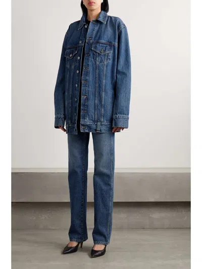 Khaite Long-sleeved Denim Coat In Blue