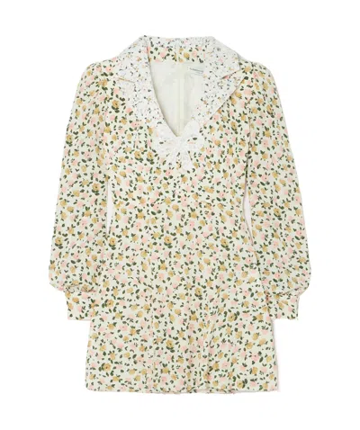 Alessandra Rich Lapel Long-sleeved Dress In Neutral