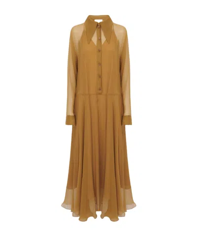 Chloé Tulle Long Shirt Skirt In Brown