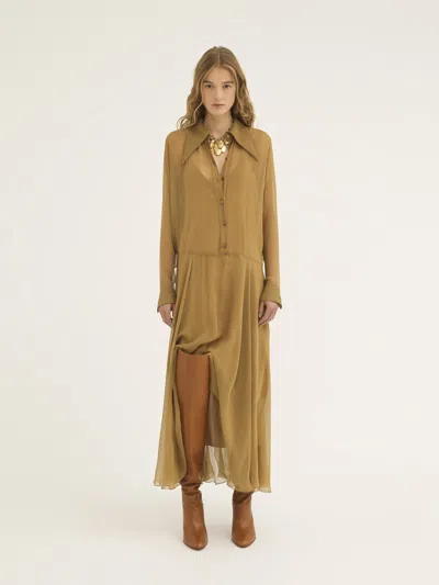 Chloé Tulle Long Shirt Skirt In Brown
