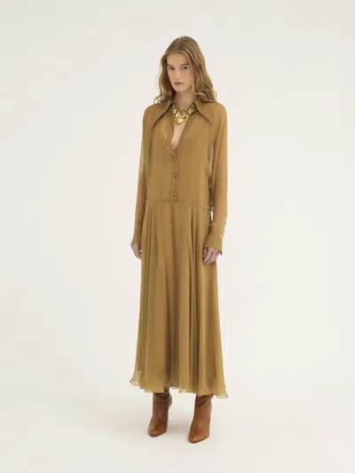 Chloé Tulle Long Shirt Skirt In Brown