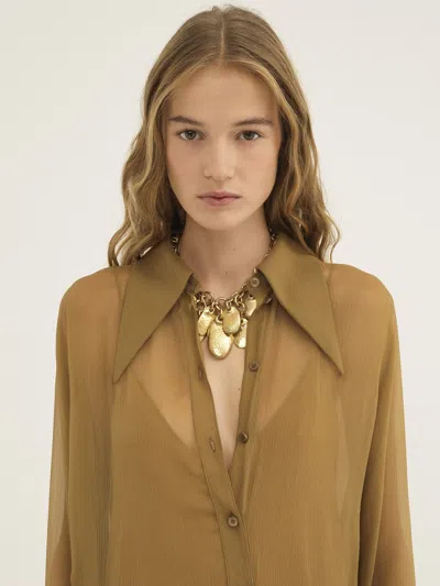 Chloé Tulle Long Shirt Skirt In Brown