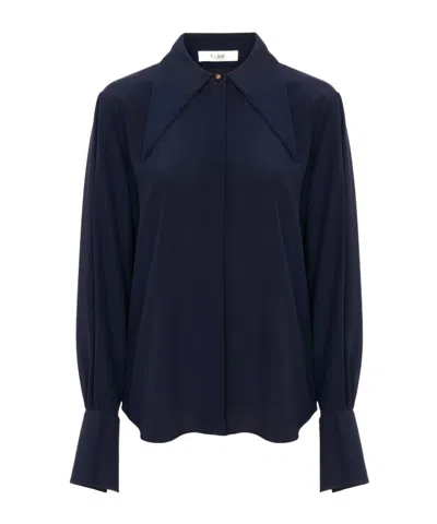 Chloé Silk Crepe Chine Shirt In Blue