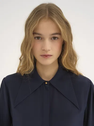 Chloé Silk Crepe Chine Shirt In Blue
