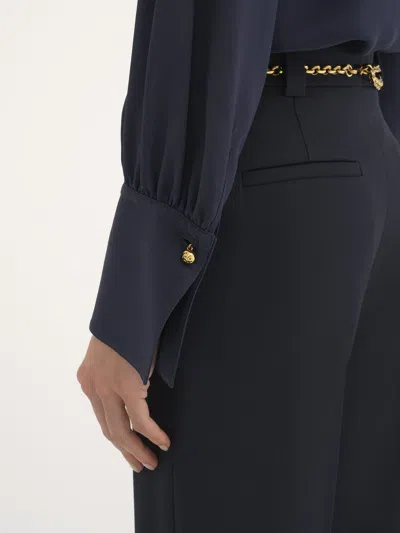 Chloé Silk Crepe Chine Shirt In Blue