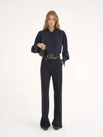 Chloé Silk Crepe Chine Shirt In Blue