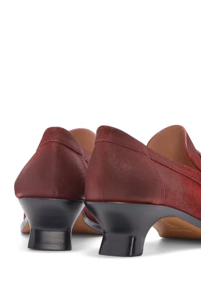 Loewe Campo Loafer In Waxed Suede In Burgundy