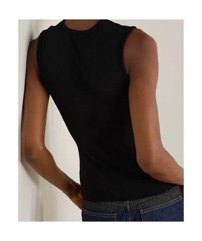 Agolde Binx Ribbed Stretch-lyocell And Organic Cotton-blend Tank In Black