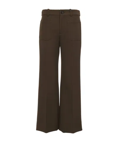 Chloé Wool Bell-bottom Pants In Brown