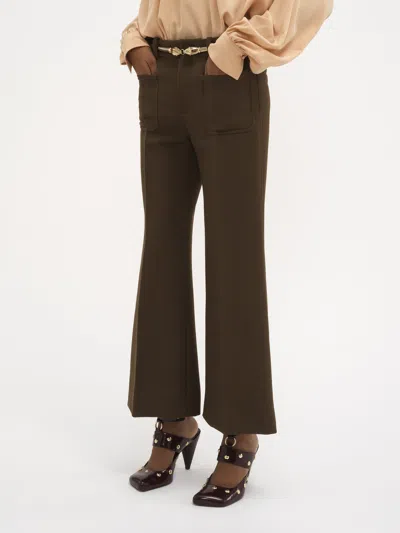 Chloé Wool Bell-bottom Pants In Brown