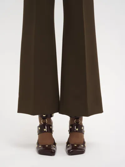 Chloé Wool Bell-bottom Pants In Brown