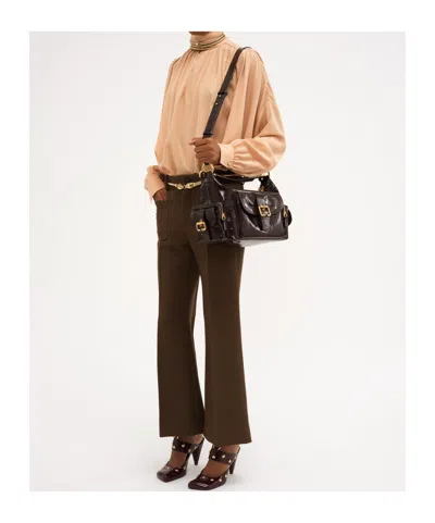 Chloé Wool Bell-bottom Pants In Brown