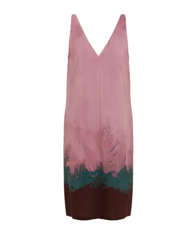 Dries Van Noten V-neck Sleeveless Dress In Pink