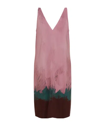Dries Van Noten V-neck Sleeveless Dress In Pink