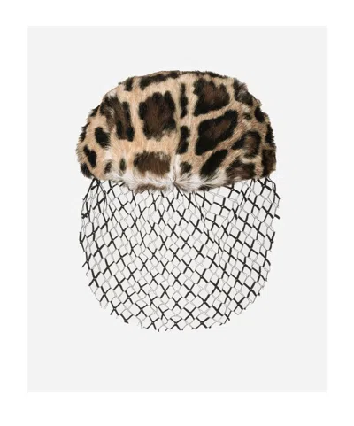 Dolce & Gabbana Leopard-print Veil Hat In Animal Print