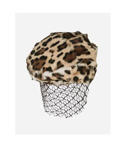 Dolce & Gabbana Leopard-print Veil Hat In Animal Print