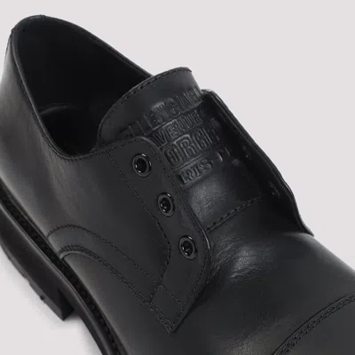 Balenciaga Black Truck Leather Derby Shoes In Black
