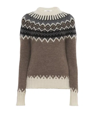 Chloé Mock-neck Fitted Sweater In Multi