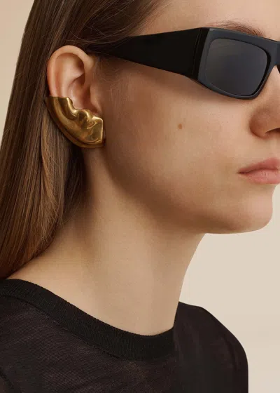 Khaite Nail And Button Earrings In Gold