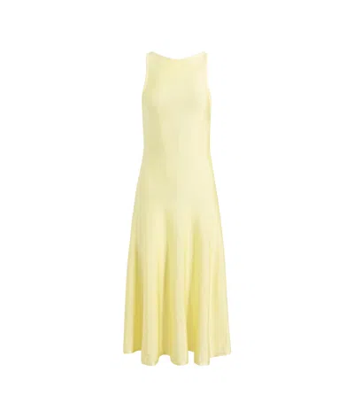 Khaite Sleeveless Dress With Boat Collar In Yellow