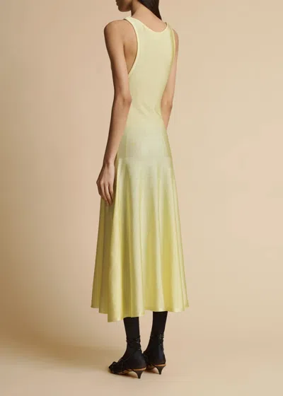 Khaite Sleeveless Dress With Boat Collar In Yellow
