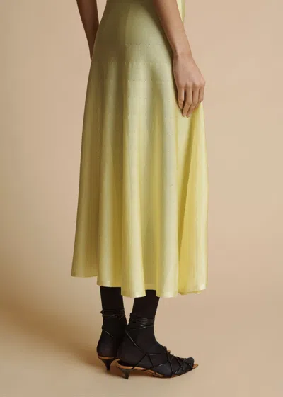 Khaite Sleeveless Dress With Boat Collar In Yellow
