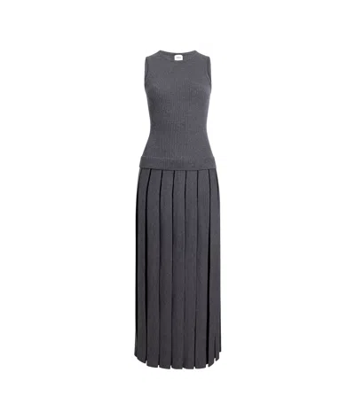 Khaite Pleated Detail Dress In Gray