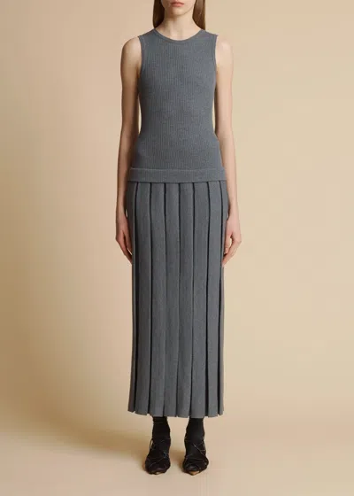 Khaite Pleated Detail Dress In Gray