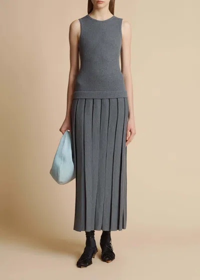 Khaite Pleated Detail Dress In Gray