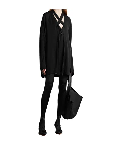 Khaite Mehna Lace-up Silk Crepe De Chine Mini Dress In Black