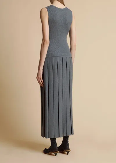 Khaite Pleated Detail Dress In Gray