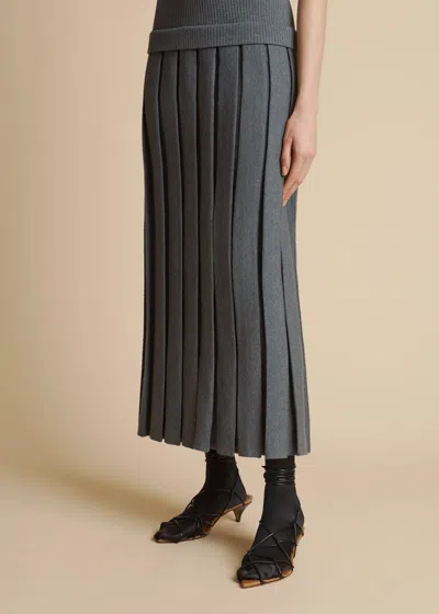 Khaite Pleated Detail Dress In Gray