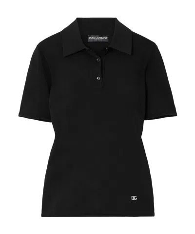 Dolce & Gabbana Short-sleeved Polo Shirt In Black
