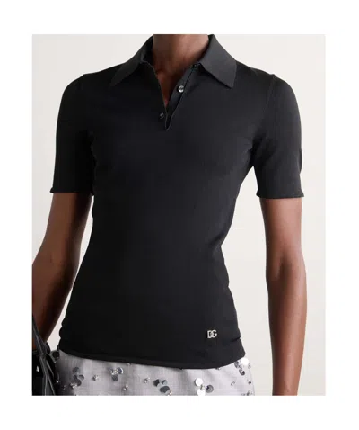 Dolce & Gabbana Short-sleeved Polo Shirt In Black